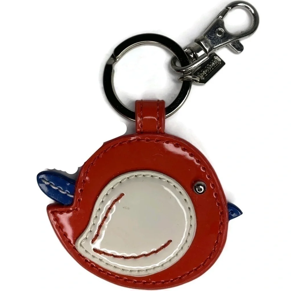 Coach Vintage Patent Red Leather Bird Keychain Fob Flappy Cardinal